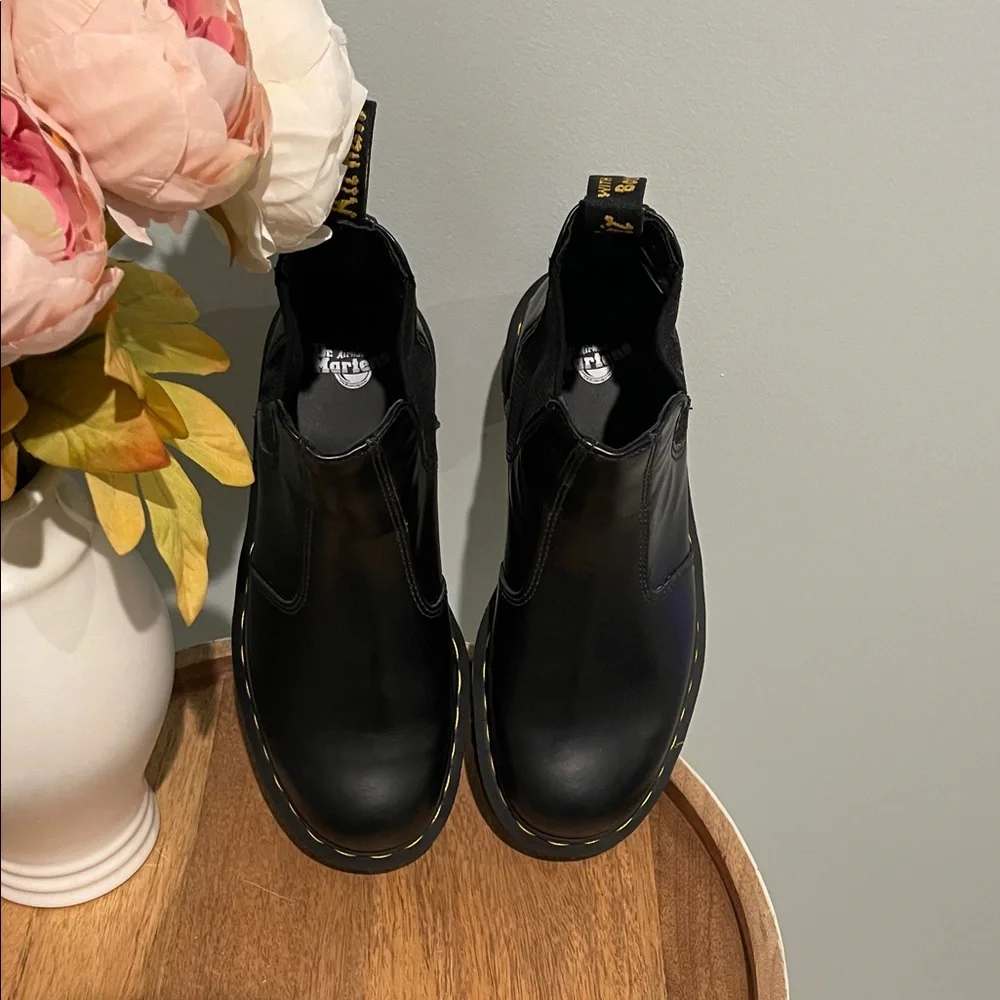 Dr. Martens Black Leather Boots with Yellow Stitching - Picture 5 of 8
